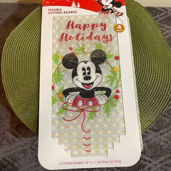 Disney Mickey Mouse Christmas flexible cutting boards set of 4 NWT - Picture 2 of 7